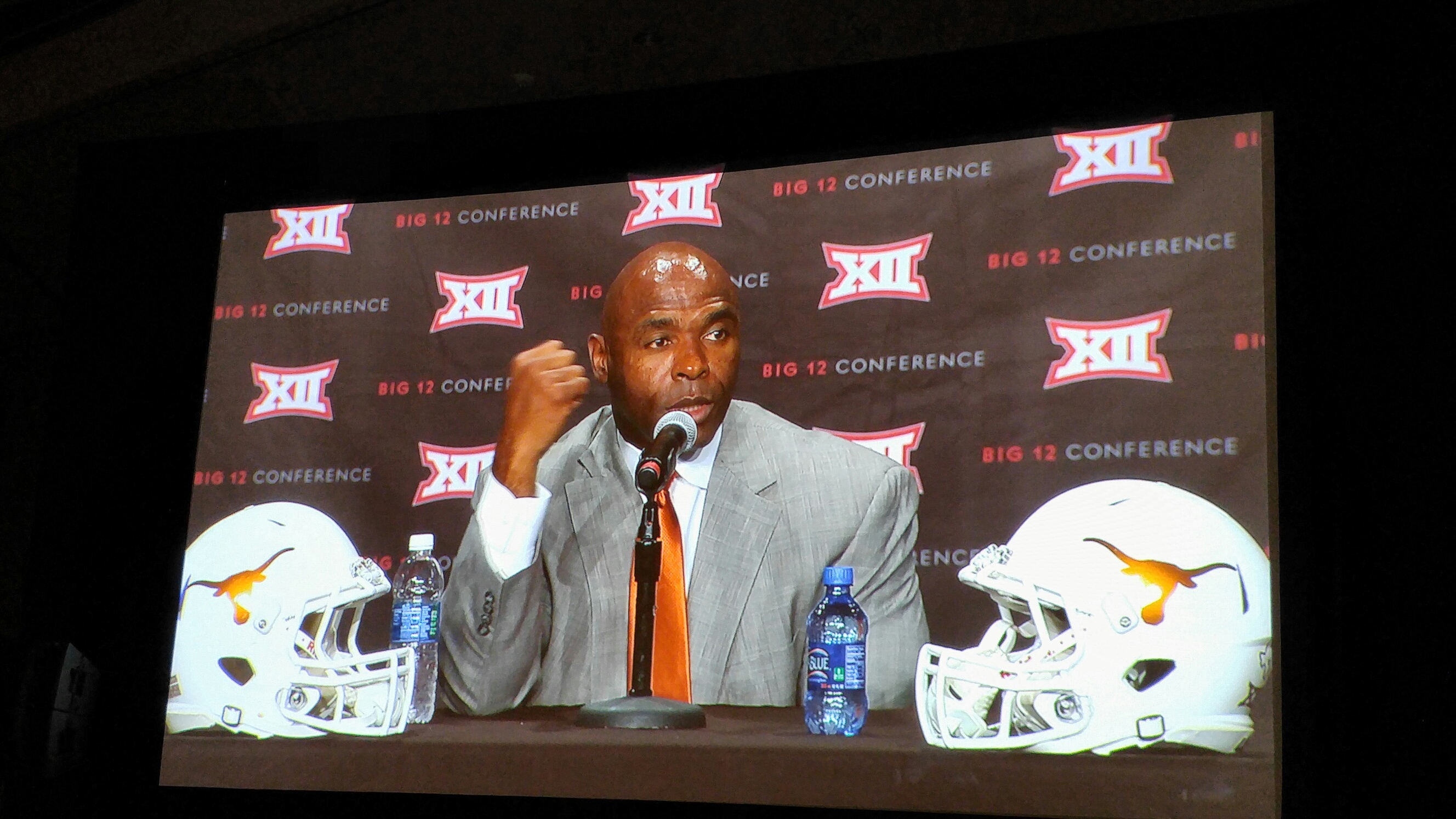 Charlie Strong podium TV